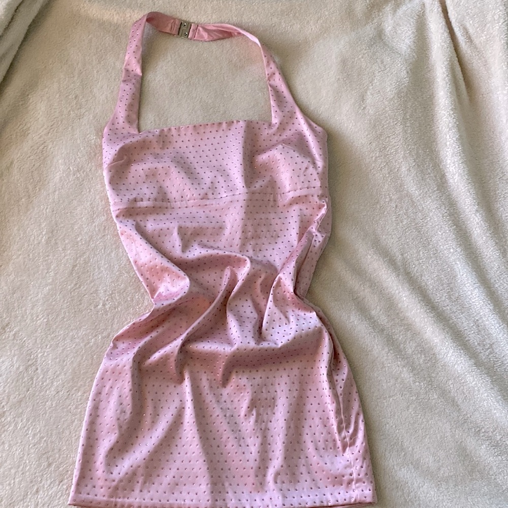 studded pink halter dress